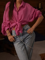 Beautiful Women'S Shirt, Elegant Solid Color Hot Style Outfit Summer Clothing - Rose Red