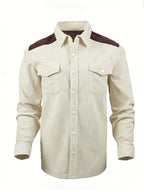 Men'S Retro Corduroy Shirt - Casual Long Sleeve Pocket Shirt, Brown Retro Style Jacket, Suitable for All Seasons, Lapel Design, Loose Fit Suitable for Layering Or Wearing Alone - Milky