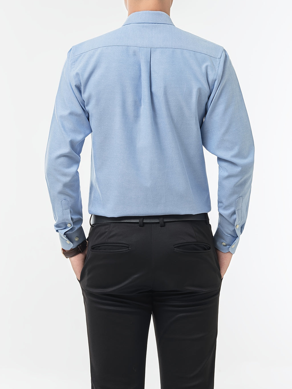 Men'S Long Sleeve 60 Oxford Dress Shirt, Casual - Light Blue