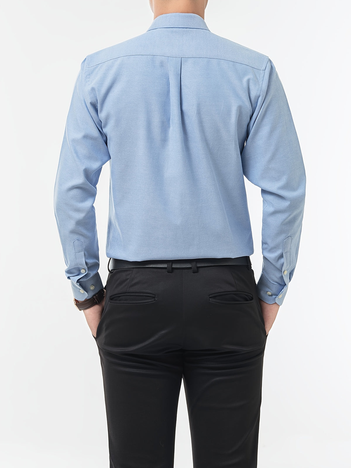 Men'S Long Sleeve 60 Oxford Dress Shirt, Casual - Light Blue