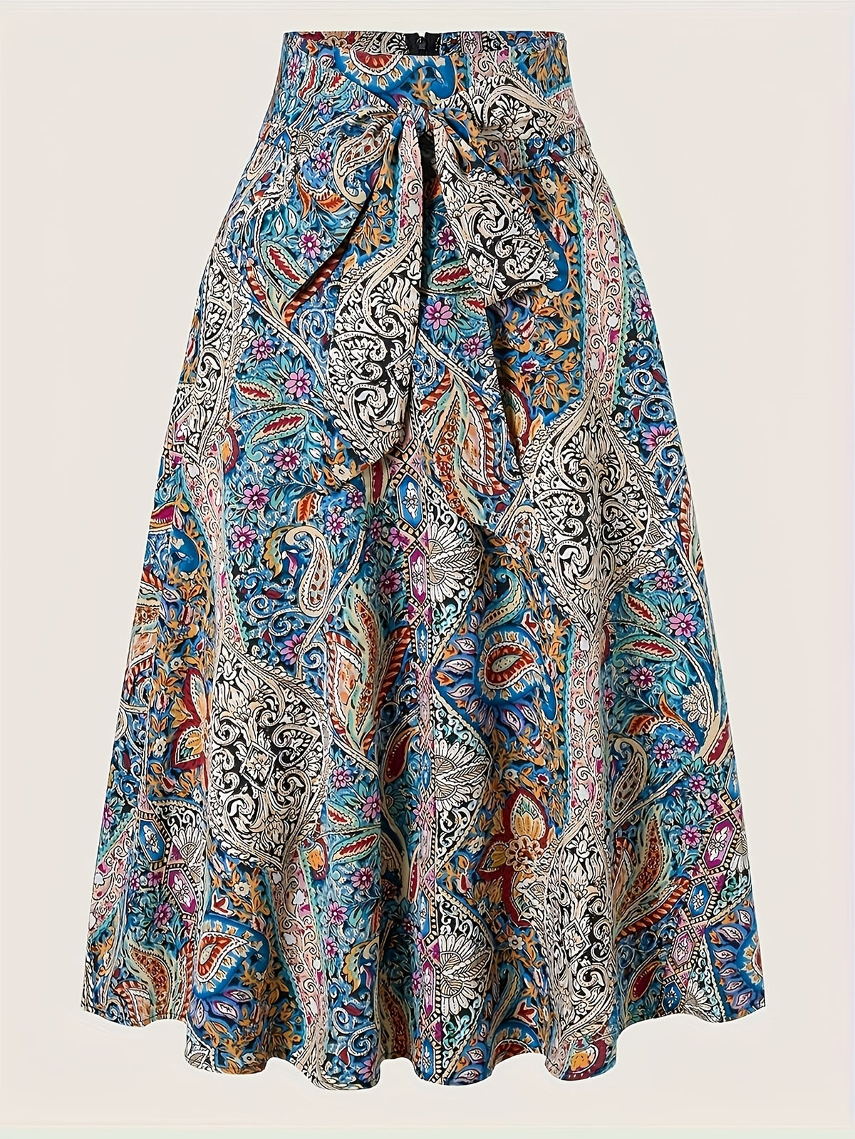Women's Bohemian Style Printed Casual Vintage Tie-Up Bow Skirt - Mixed colors