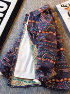 Men'S American Retro All-Over Floral Woven Teddy Bear Shirt Jacket, Men'S Autumn Premium Trendy Brand Bad Boy Influencer Casual Shirt - Dark Violet