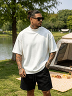 New Spring/Summer Men's Top, Fashionable Sporty Short Sleeve, Loose Fit Casual, Comfortable, Lightweight, Skin-Friendly, Trendy, Versatile, Refreshing, and Durable - White