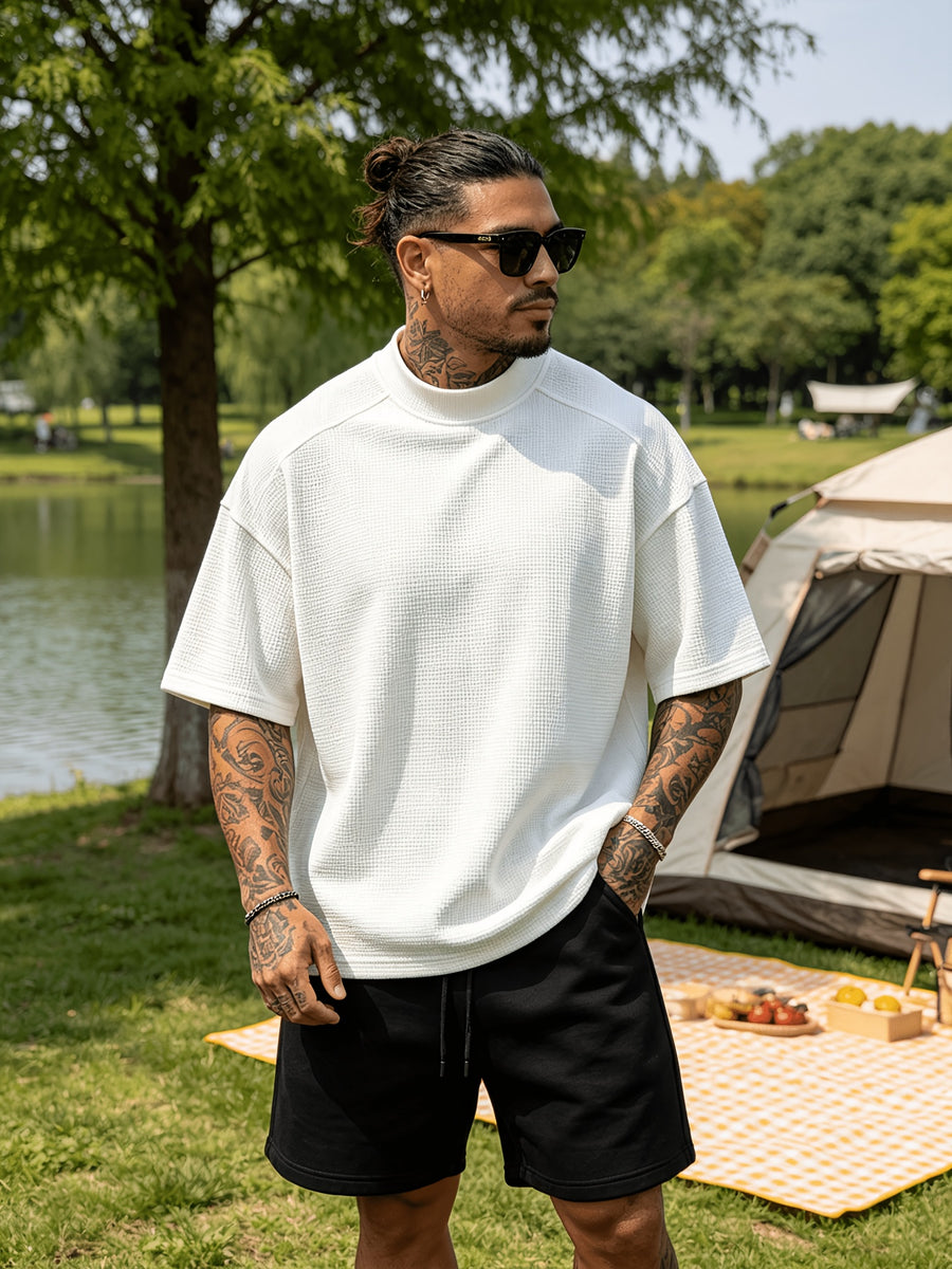 New Spring/Summer Men's Top, Fashionable Sporty Short Sleeve, Loose Fit Casual, Comfortable, Lightweight, Skin-Friendly, Trendy, Versatile, Refreshing, and Durable - White