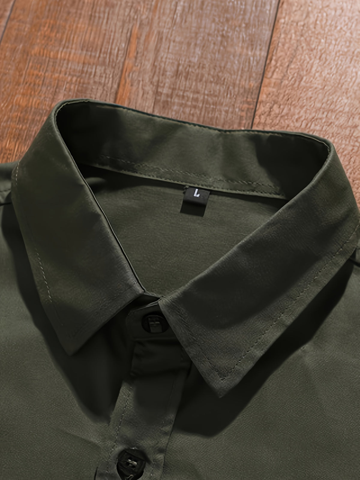 New Men's Cotton -Style Long-Sleeve Shirt Jacket, Casual Business Long-Sleeve Button-Up with Shoulder Epaulette Pattern, Regular Fit Trendy Workwear Men's Outerwear - olive drab