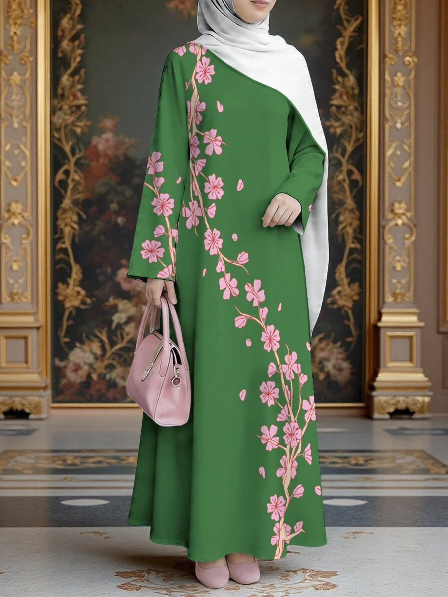 New Middle Eastern Style Muslim Elegant Robe, Featuring Middle Eastern Ethnic-style Prints and a Long Skirt Design, Suitable for Eid Al-Fitr and Eid Al-Adha. This Loose, Comfortable, and Breathable Long-sleeve Dress Is Perfect for Commuting - Mixed colors