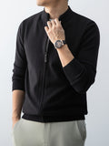 2025 New Christmas Gift Men's Zipper Knit Cardigan Jacket, Suitable for Outdoor Casual Gatherings, Wearable in Spring, Autumn, and Winter - Dark Black