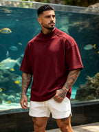 2pcs Men's Short-Sleeve T-Shirt, Loose Fit with Drop Shoulders, Trendy, Soft, Skin-Friendly, Refreshing, Durable, Casual, Lightweight, Versatile for Sports, Spring/Summer Streetwear, Commuting, Daily Essentials - Mix color 5