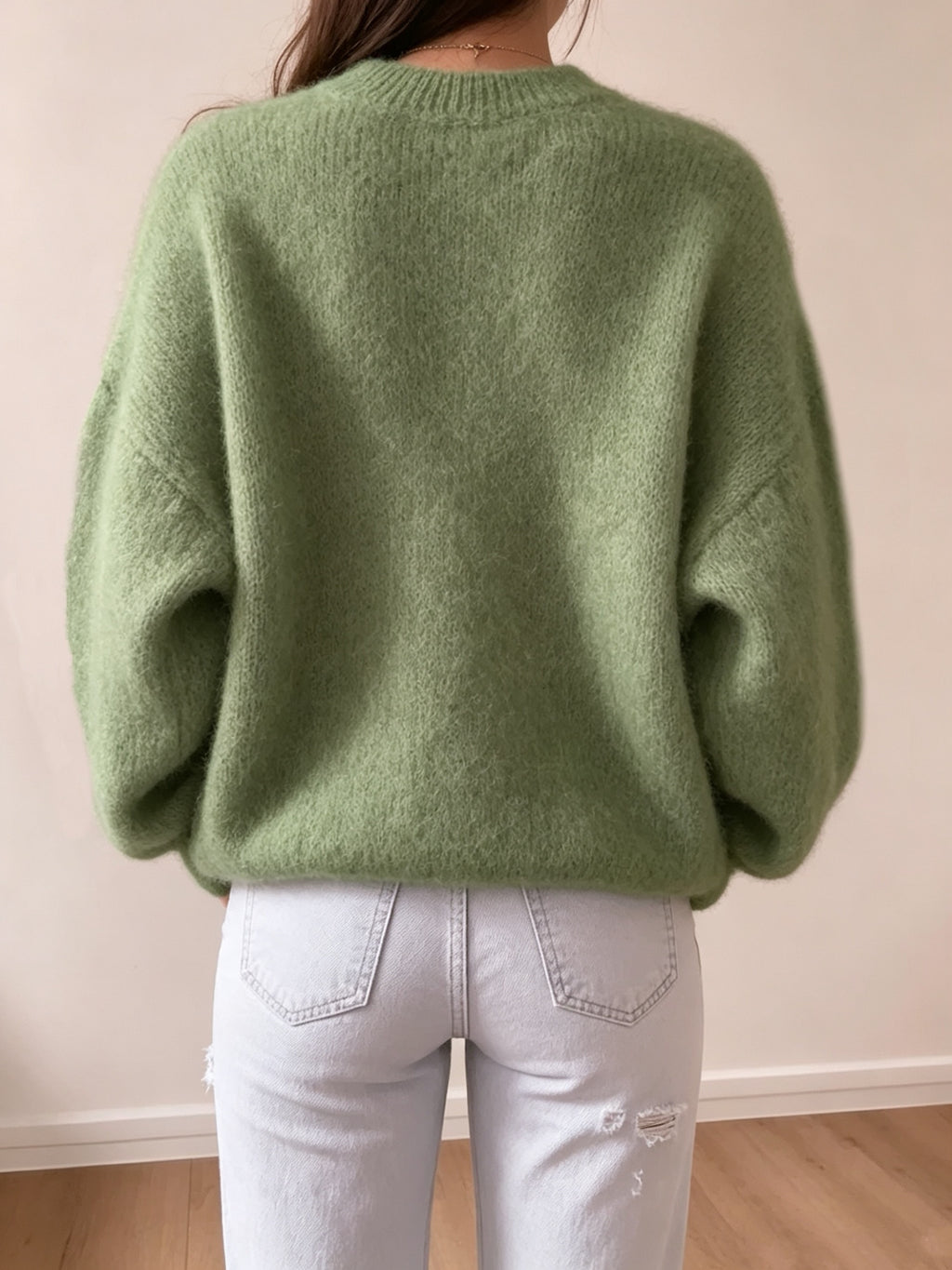 High-quality Sweater with a Soft Texture, Offering Comfortable and Loose-fitting Wear. The Elegant Design Is Suitable for Autumn and Winter Seasons, Especially for Warm Weather. Elegant Party Women's Wear, Festive Attire for Women, and Casual - Green
