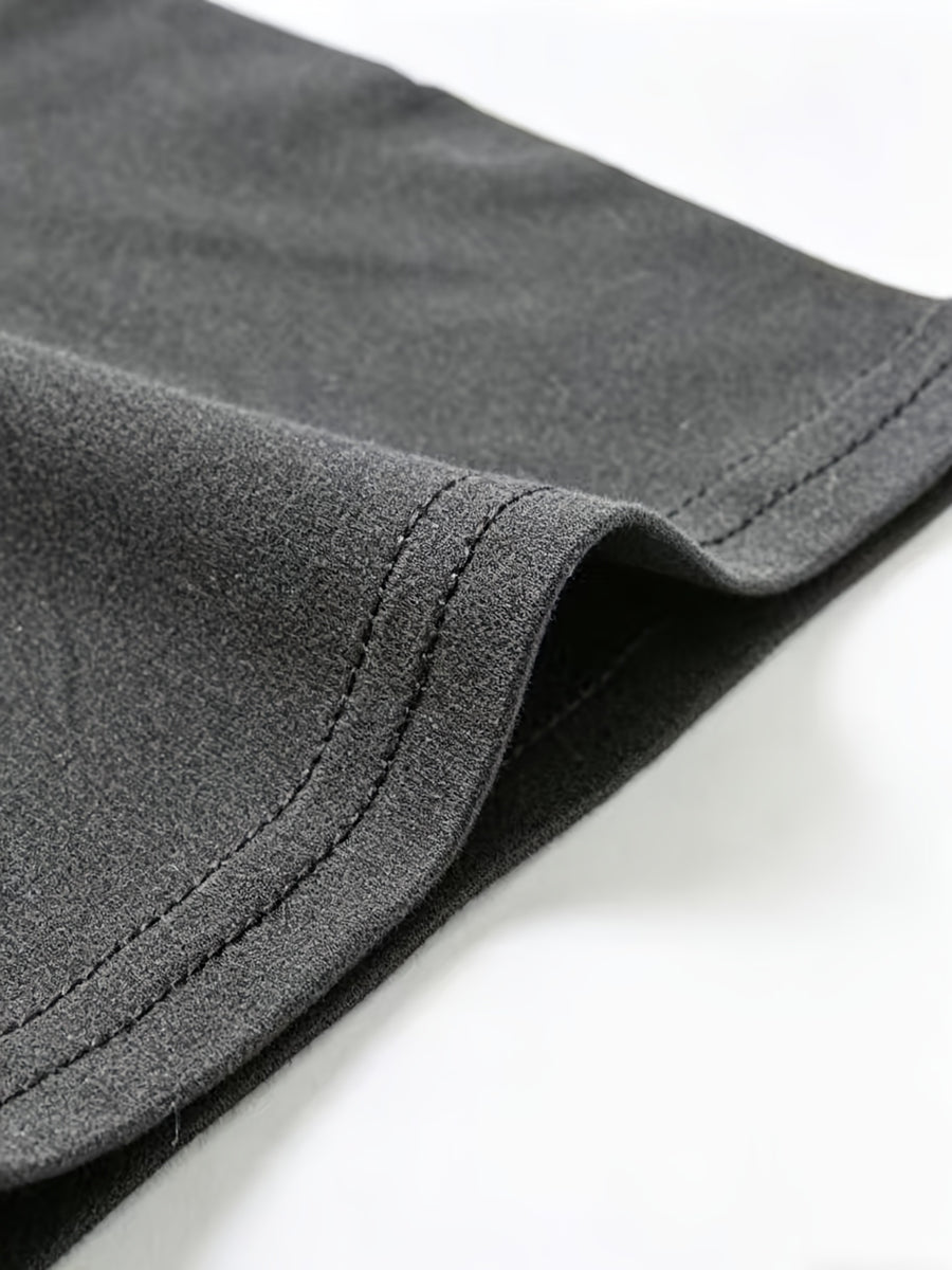 Men's Casual Drawstring Stand Collar Short Sleeve - Dark Gray