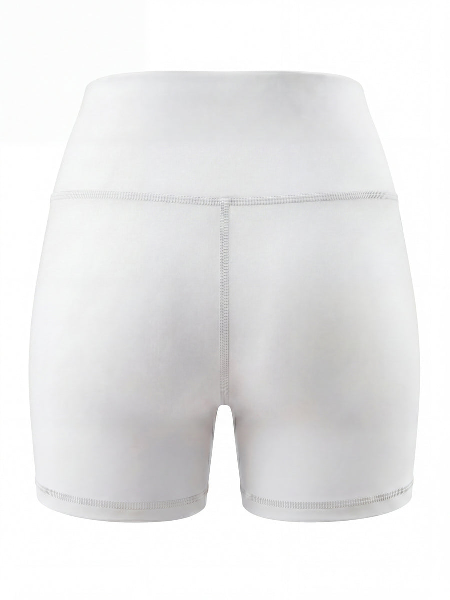 Summer Fashion Women's High-Waist 3-Inch Shorts with Pockets, Moisture-Wicking Summer Style - Anti-See-Through, Tummy Control, Non-Slip Waistband - White