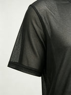 Men's Geometric Triangle Small Logo Mesh Short Sleeve Cooling Quick-Dry Loose Fit Crew Neck Sports T-Shirt - Black