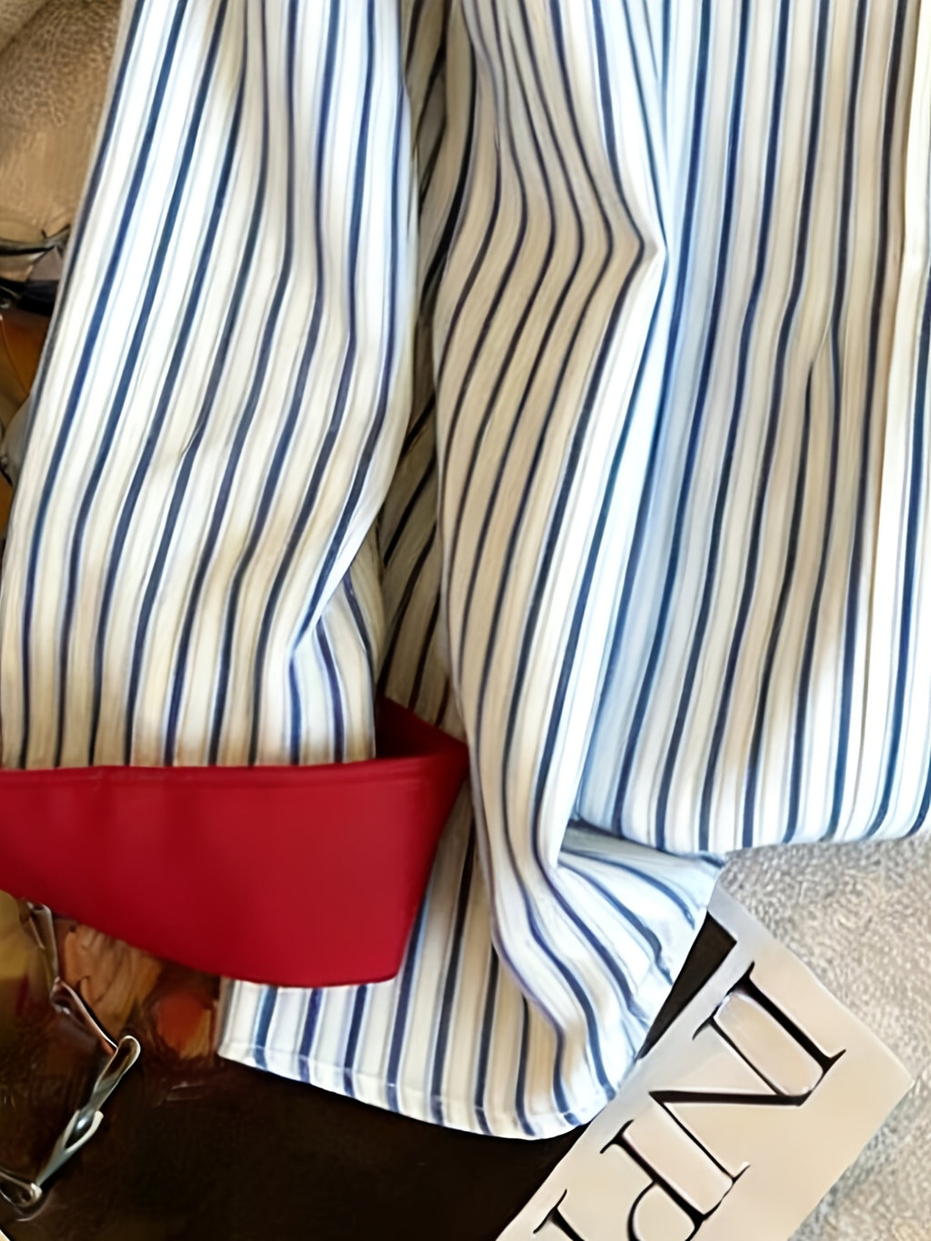 YYTT Retro Contrast Striped Polo Collar Long Sleeve Shirt Women'S Spring New Fashion Design Loose Casual Top - White