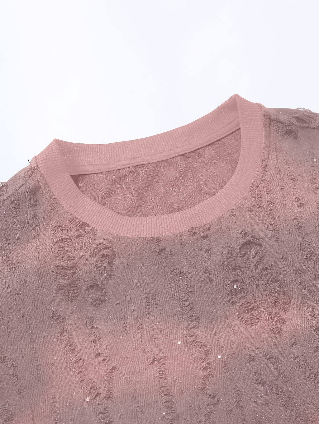 Textured Short Sleeve T-Shirt Black TUNNEL Letter Print Casual Street Style - Pink Color