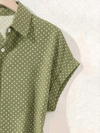 Summer Polka Dot Single-Breasted Short-Sleeve Shirt - Olive