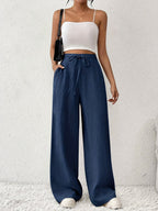 Drawstring Women'S Long Pants - Blue