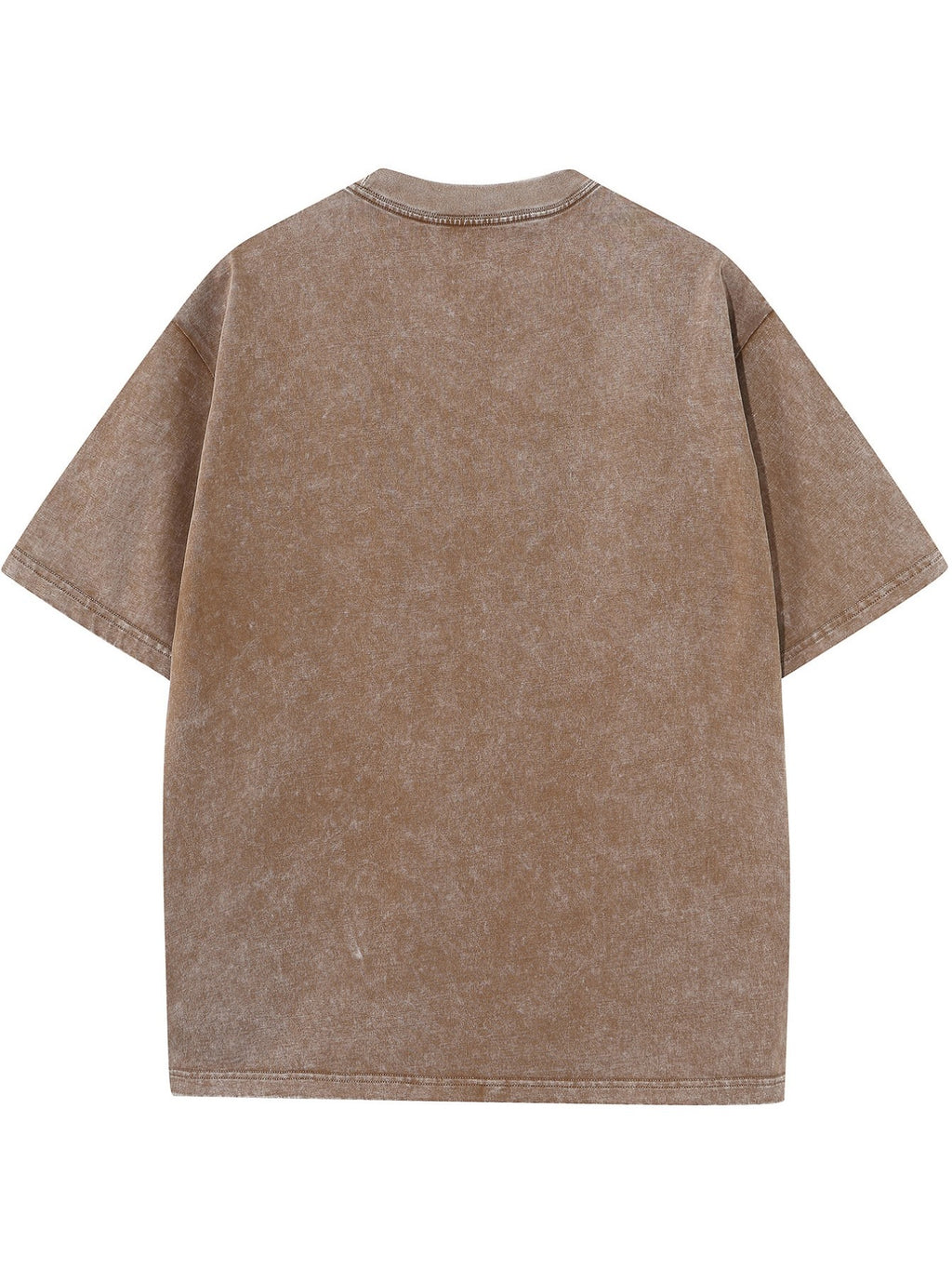 Licensed by WB Warner, Men's  Old Cotton 100% Cotton Washed Crew Neck T-Shirt,  Mask Contour Minimalist  Graphic Design, Loose Version, Men's Casual Cotton Versatile Loose Summer Short Sleeve T-Shirt - Coffee Color