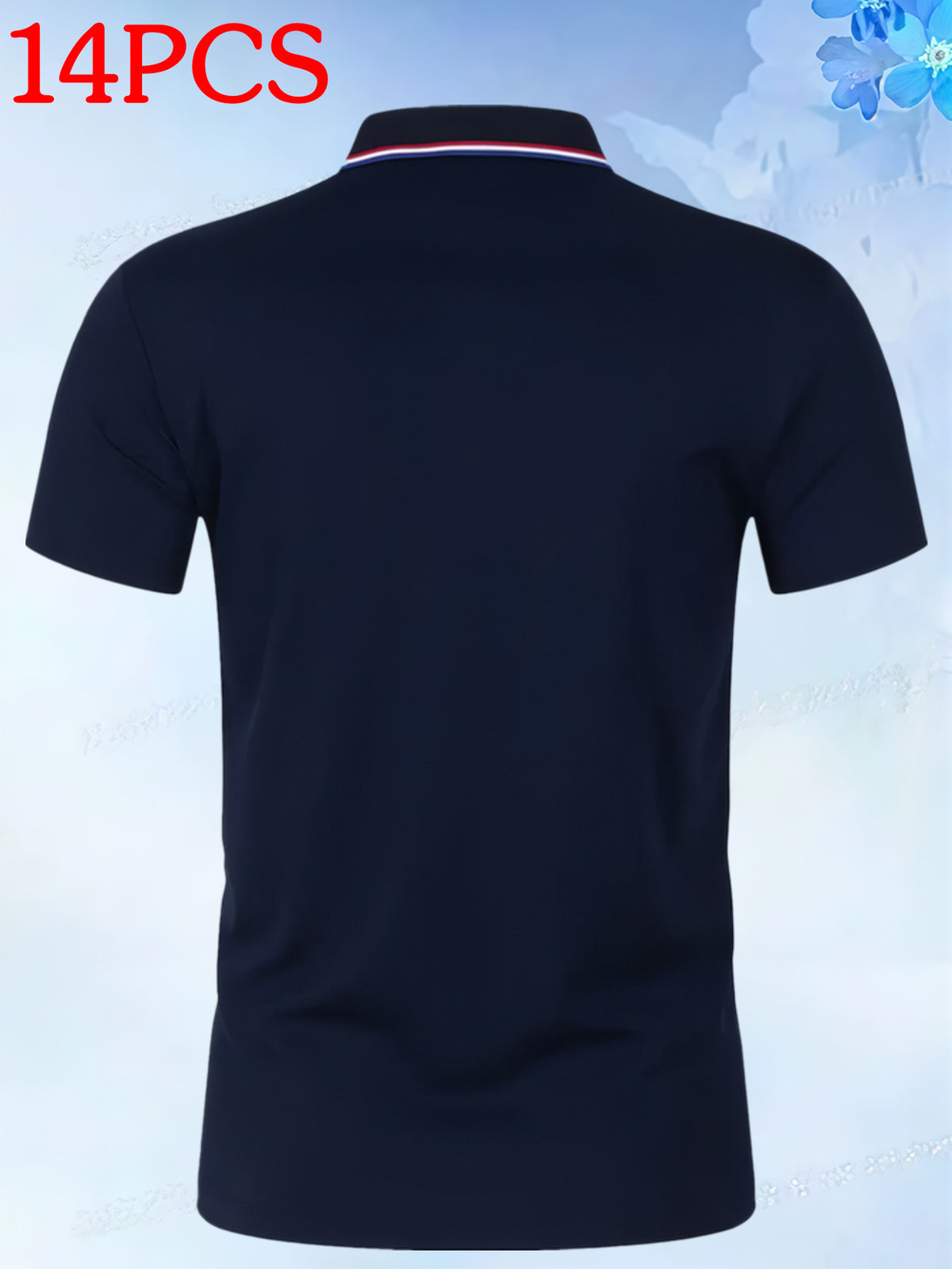 14pcs Classic Solid Color Men'S Polo Shirts, Breathable Lapel High Quality Shirts Casual Fashion Sport - Navy Color