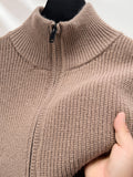 Men's Stand-up Collar Zip-up Knit Cardigan Jacket, Business Casual, Mature and Steady, Suitable for Middle-aged and Young Men, Can Be Worn Alone in Spring and Autumn, and as an Inner Layer in Winter - Camel