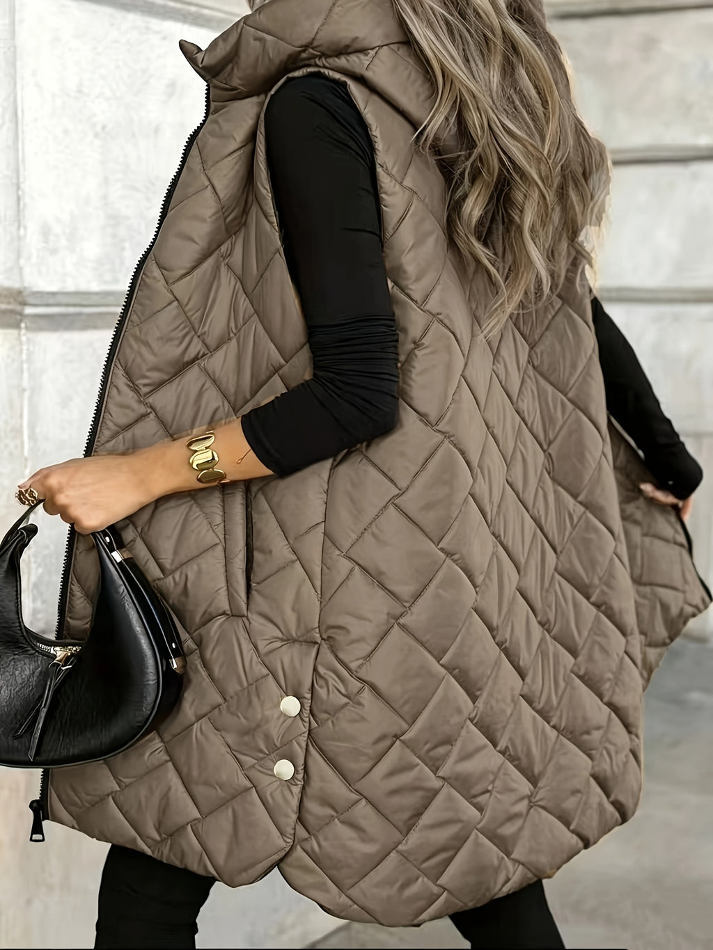 Women's Casual Vest Jacket - Coffee Color