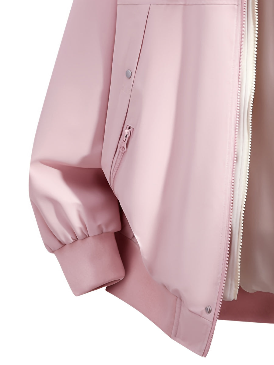 Men'S Hooded Jacket Top, Spring Autumn Outdoor Hiking Jacket Coat, Suitable for Outdoor Leisure Travel Jacket, Best Choice for City Commuting - 2612-Light Pink