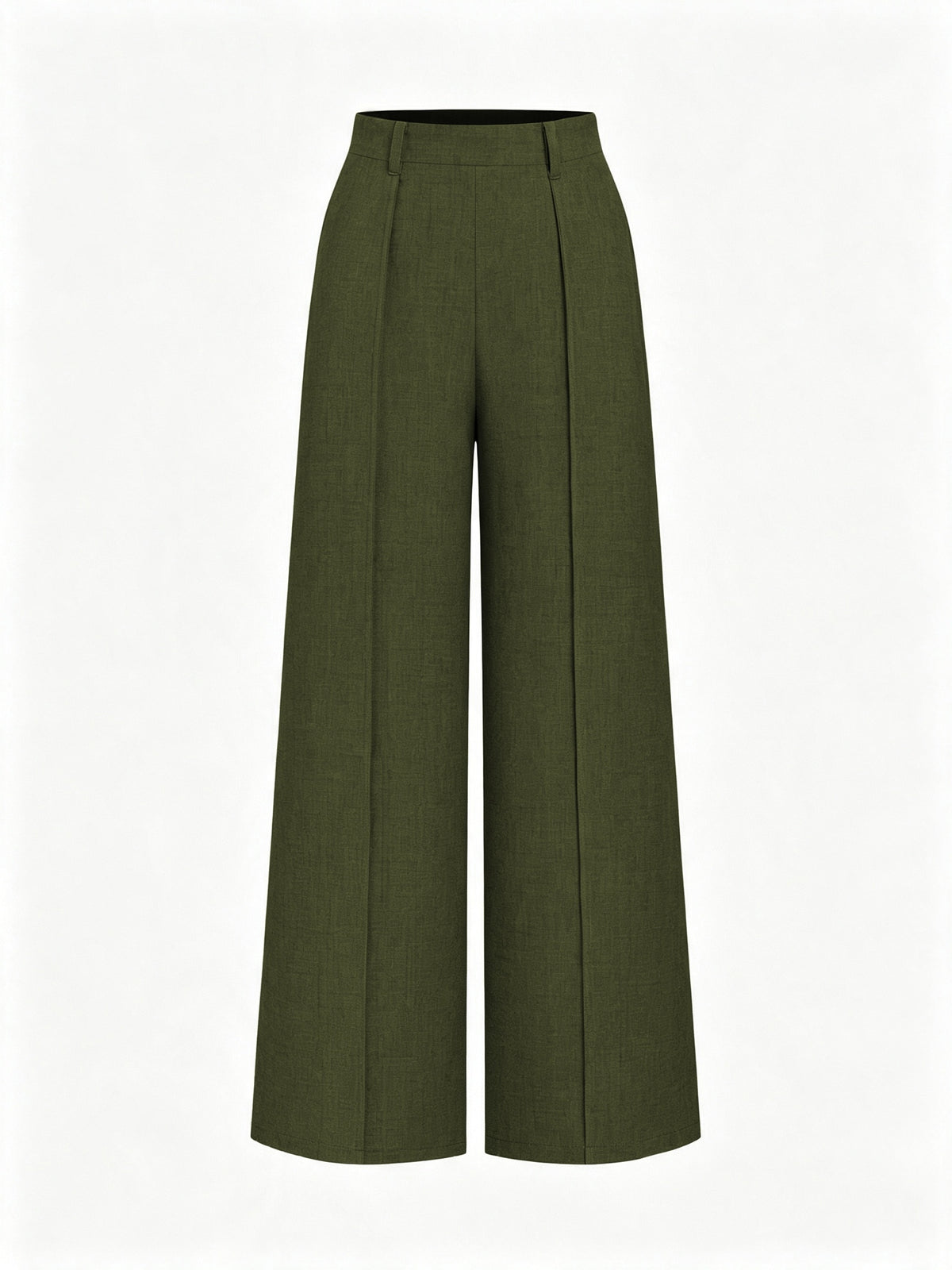 Women High Waist Front Pleated Wide Leg Dress Pants Without Belt, Elegant Flowy Straight Leg Suit Palazzo Trousers, Casual Business Office Work Long Pants, Loose Fit Formal Trousers for Ladies Daily Work Outfit - Olive Green