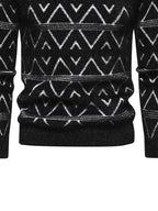 SENMEIGUO 2026 Autumn/Winter New Fashionable Jacquard Men'S Half High Collar Knitted Sweater, Color Contrasting Casual Warm Top - Black