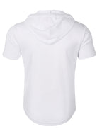 1 Men's Casual Henley Shirt, Men's Sportswear Fitness Hooded Short-Sleeve T-Shirt, Summer Hooded Sports Top T-Shirt - White
