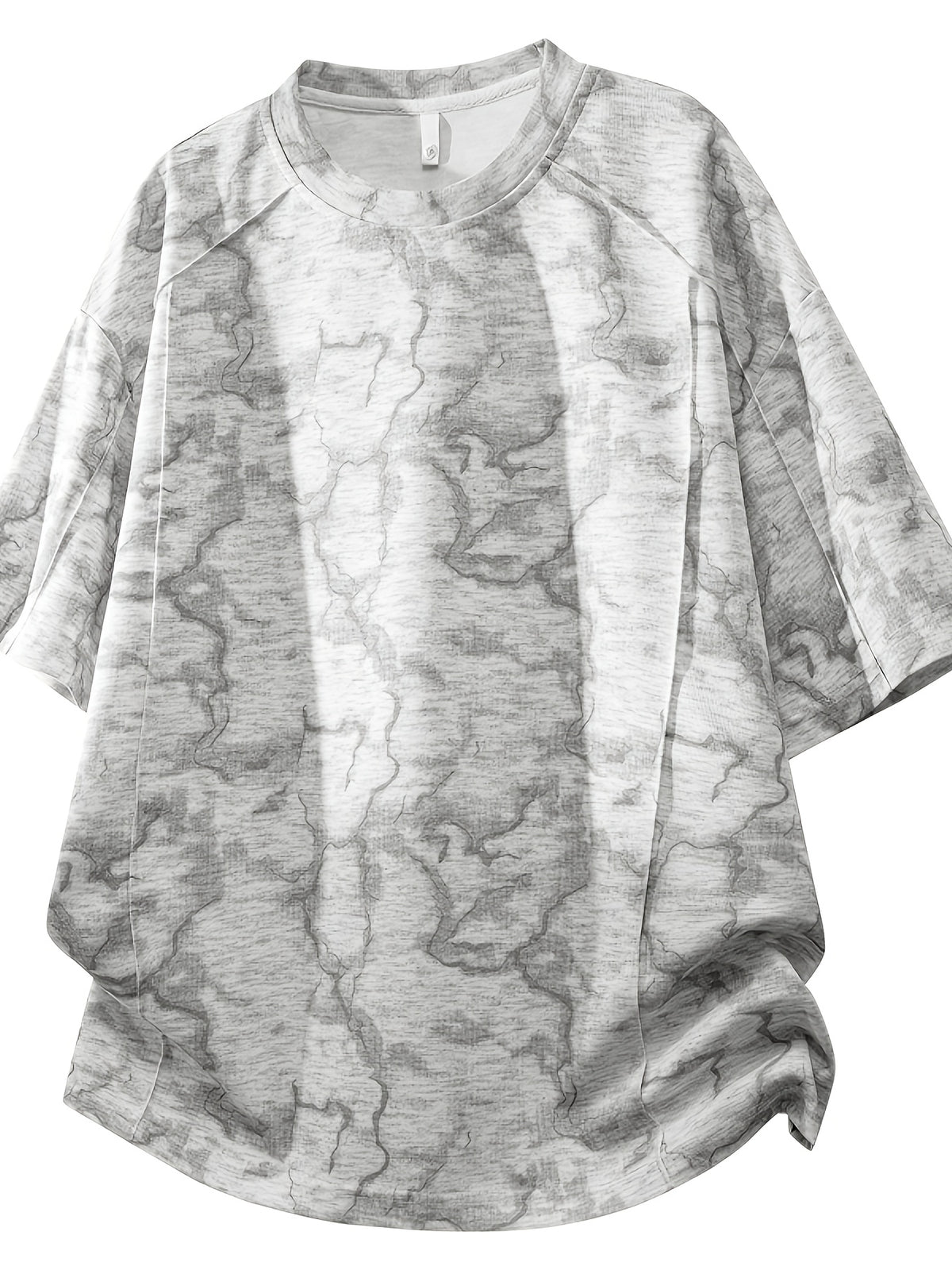 2pcs Summer New Short-Sleeved T-Shirt Men'S Round Neck Loose Ice Fiber Fabric T-Shirt Tie-Dye Gradient Pullover - Black Light Grey