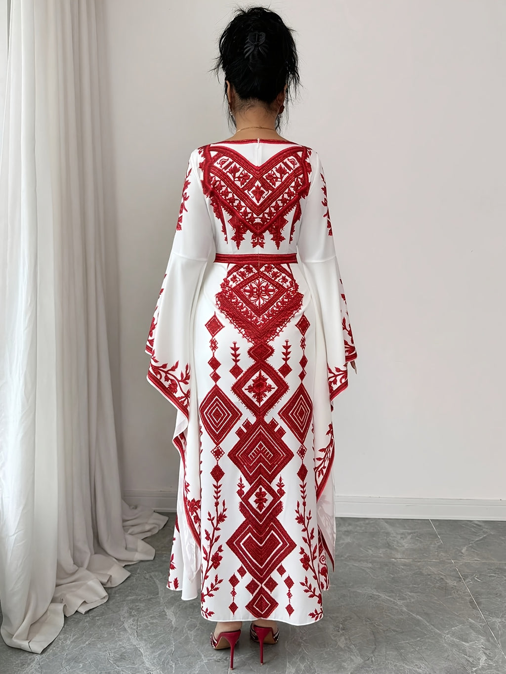 New Women's Fashion, Elegant Contrast Color Print Maxi Dress, Suitable for Dates and Vacations - Mixed colors