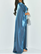 Middle Eastern Elegant Shimmer One Size Robe 8336-8 - Peacock Blue