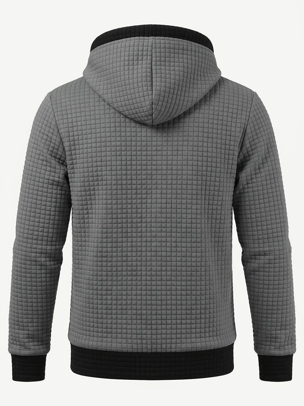 Autumn/Winter Men's Thickened Jacquard Long-Sleeve Open Cardigan Jacket, Hooded Fashionable Checkered Jacquard Textured Fabric, Comfortable Outerwear Suitable for Daily Outings, Outdoor Sports, Travel, and Vacations. Lightweight and Comfortable - Grey