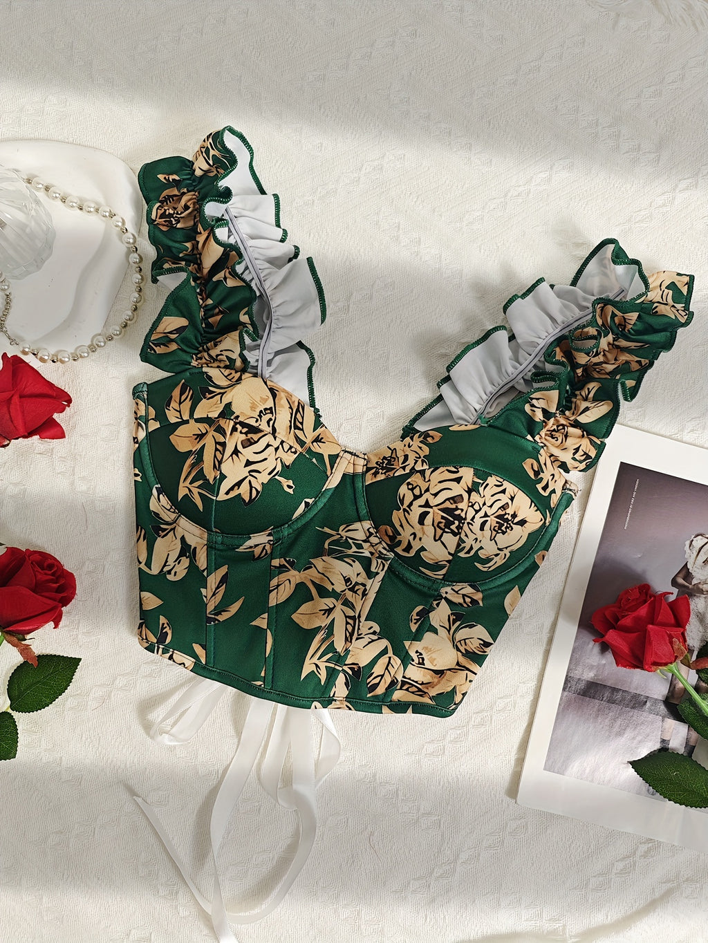 New Sexy Party Hot Backless Embroidered Top Patchwork Button-European Women'S Fashion Camisole Small Vest - Green