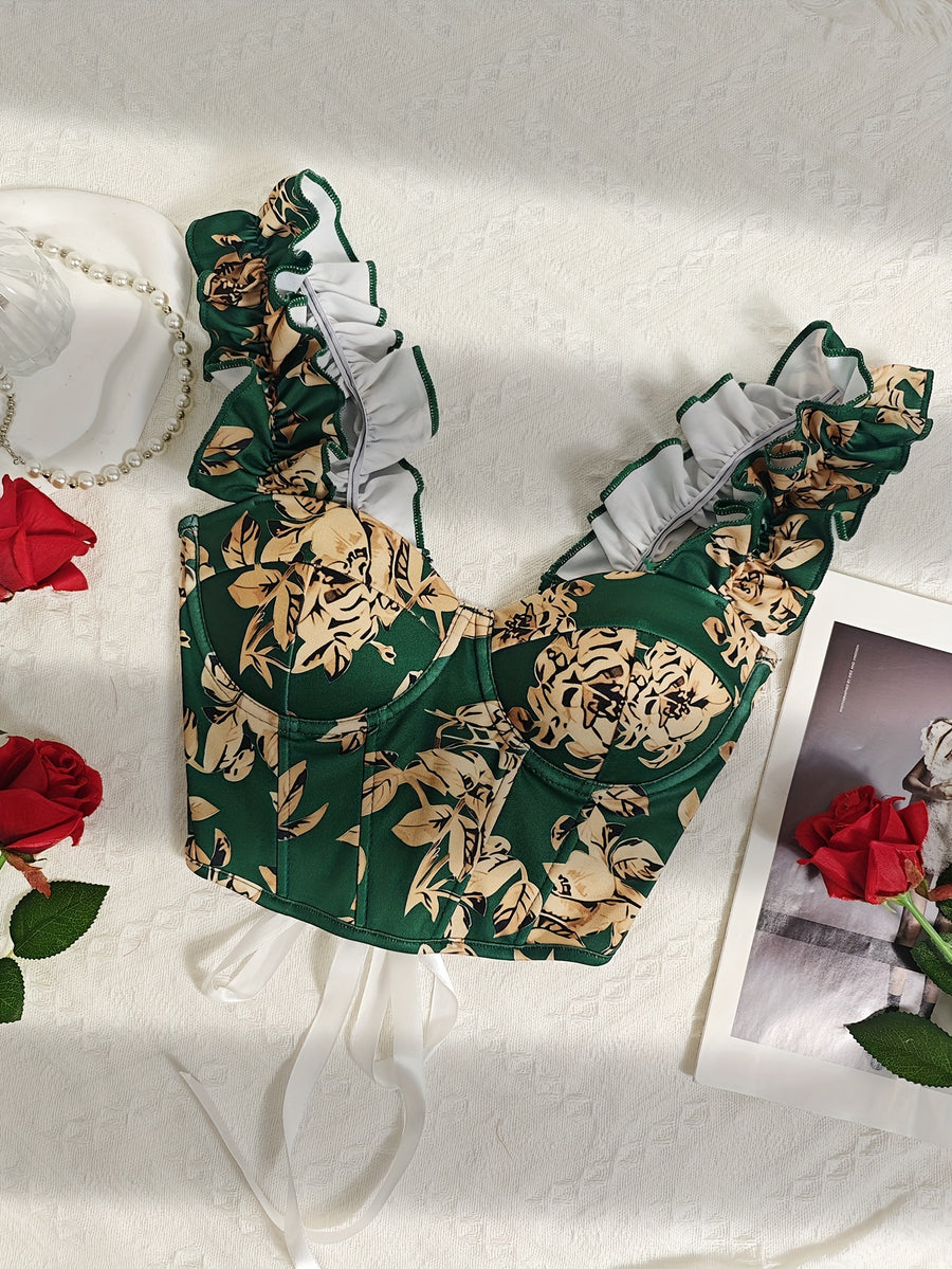 New Sexy Party Hot Backless Embroidered Top Patchwork Button-European Women'S Fashion Camisole Small Vest - Green
