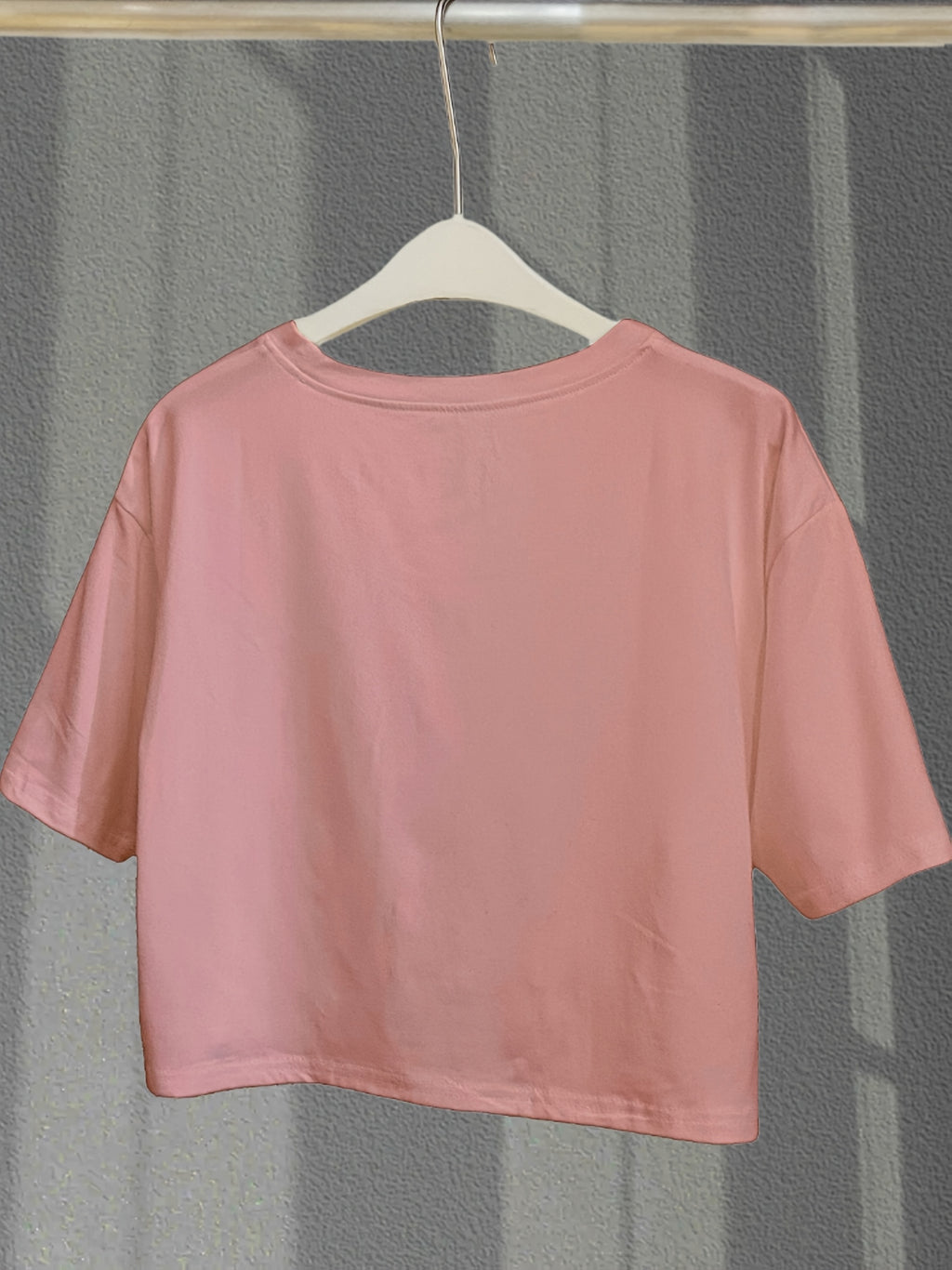 1pc of New Women's Short-sleeve Round-neck T-shirt with Cat Print and Drawstring - Peach