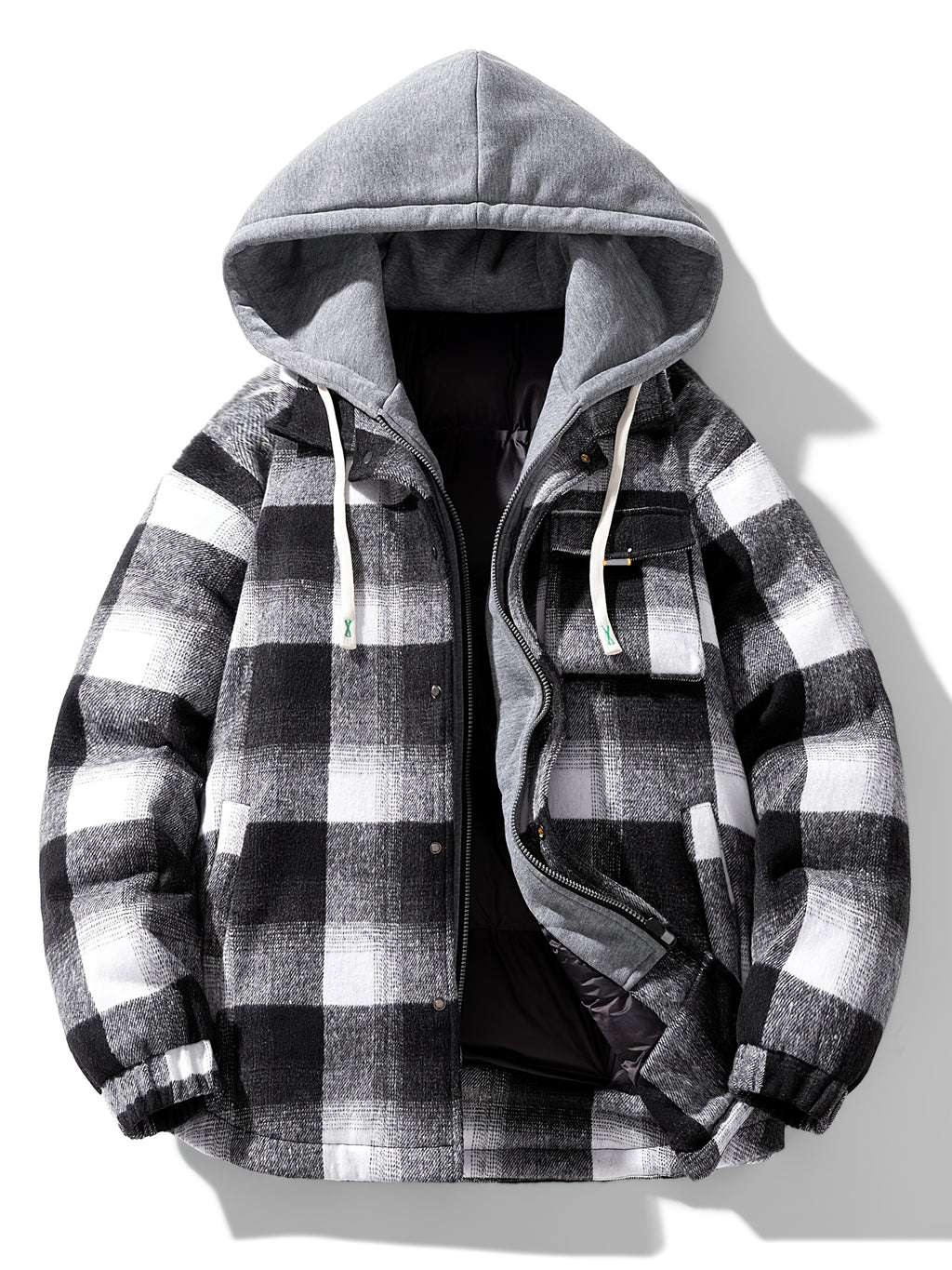 Winter Warm Mesh Padded Coat - Black And White