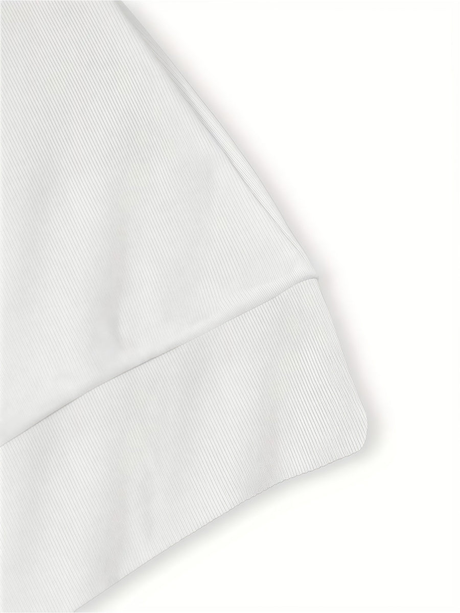 Fashionable And Elegant Long Hoodie with a Versatile Minimalist Print for Commuting - White