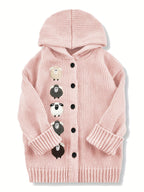 Winter Women's Elegant Hooded Oversized Outerwear Jacket, Multi-Color Little Lamb, Chunky, Soft, Thick, Beautiful, Stylish, Comfortable, Casual, Vintage, Commuting Cardigan, Gift - Peach