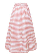 Women'S Elegant Fashion Casual Skirt, A-Line Irregular Checkered Print High-Waist Skirt, Cute And Trendy Versatile Skirt, Comfortable Fabric, Machine Washable, Suitable for Travel, Vacation, And Outings - Pink