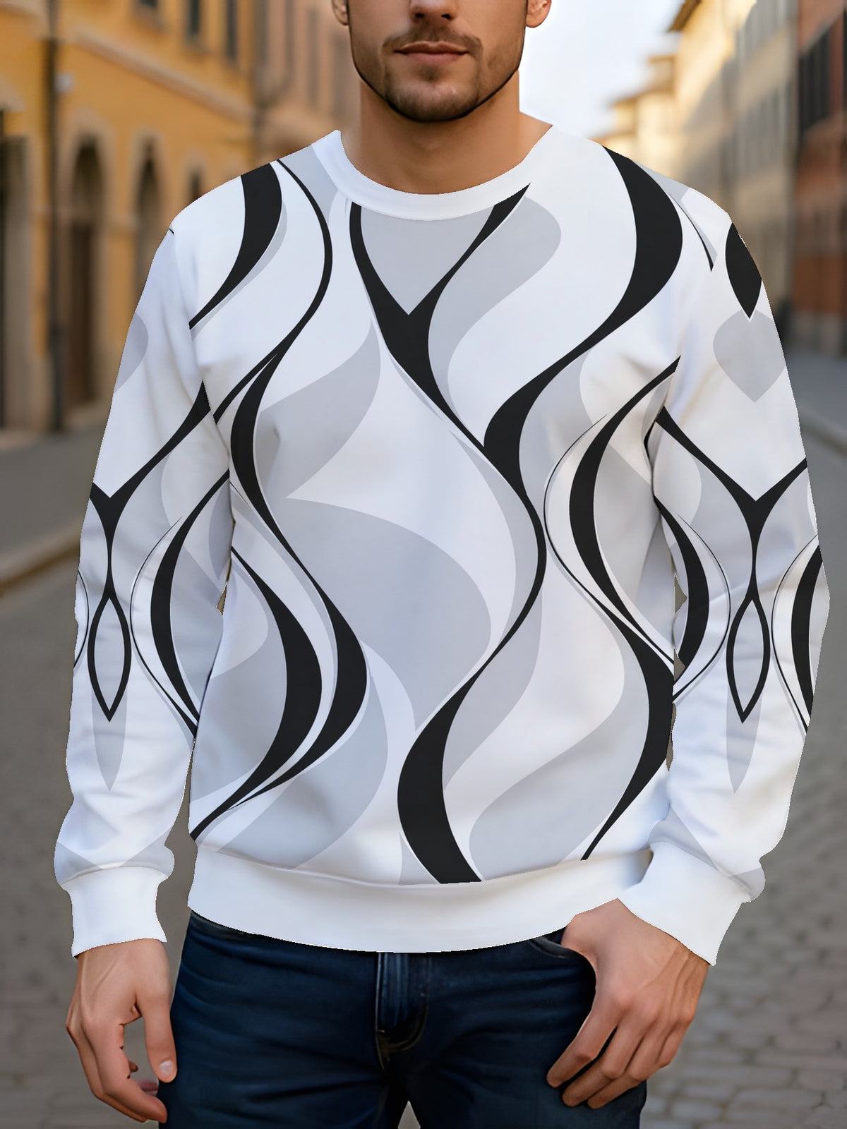 Men's Crew Neck Sweatshirt, Versatile Sporty Casual Sweatshirt for Autumn and Winter - Mixed colors