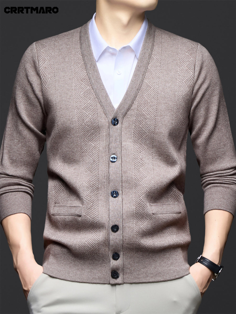 Men's Thick Knit Cardigan, Warm Casual Layering Top for Fall and Winter - Camel
