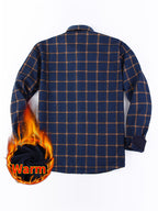 2026 Men's Plaid Shirt - Color Block Design, Brushed Lining, Warm Winter Flannel (Casual & Outdoor) Color Block Lining, Cold Weather Flannel for Outdoor Bold Color Block, Brushed Interior, Urban Style - Vibrant Blue