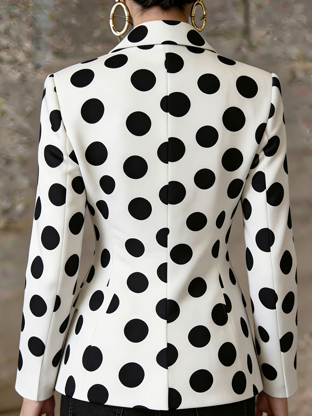 Vintage Polka Dot Blazer 1pc Women'S Casual Elegant Single-Button Slimming Commute Suit, Temperament Lapel Long Sleeve Professional Top [NS702] - Mixed colors