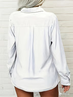 Women'S Double Bag Cover Blanket-Breasted Button Lapel Shirt, Soft Fabric Comfortable Cool Elegant Style Daily Style Casual Style Spring And Summer Style Summer Style - White