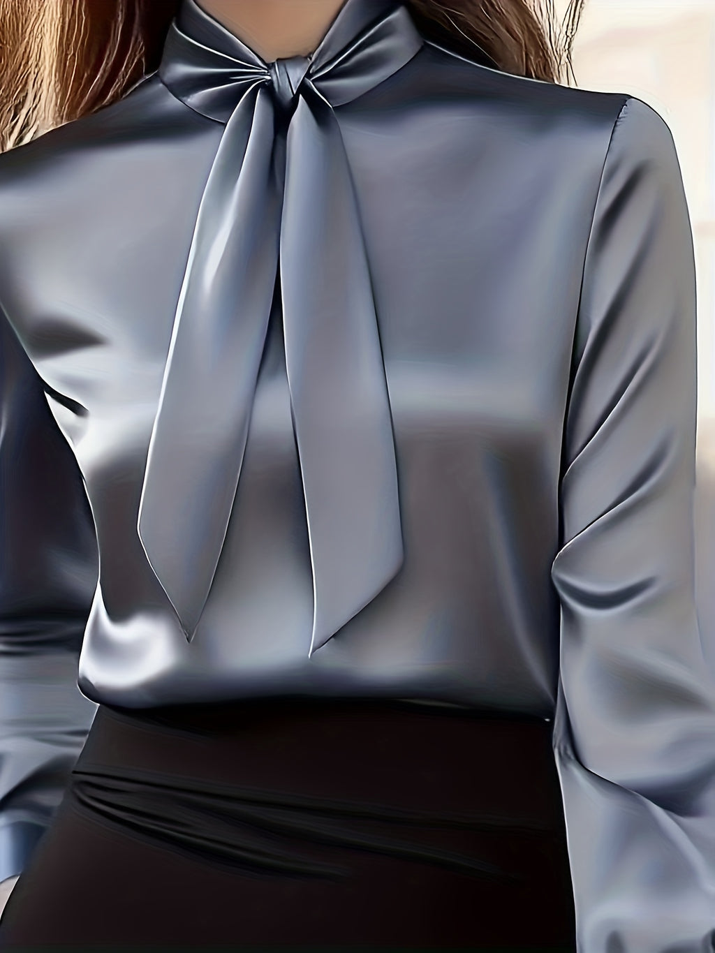 Elegant Luxury Satin Versatile Blouse - Grey