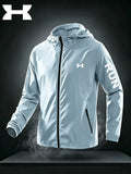 Men'S Spring Thin Hooded Zipper Jacket, Breathable Comfortable Lightweight Portable, Suitable for Daily Outdoor Sports Casual Wear Men'S Skin Suit - Blue