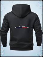Fashion Casual Print Hoodie Jacket - Black
