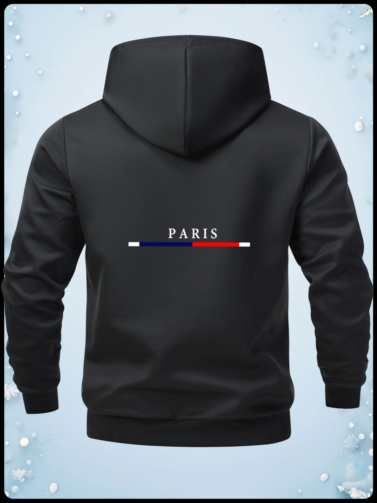 Fashion Casual Print Hoodie Jacket - Black