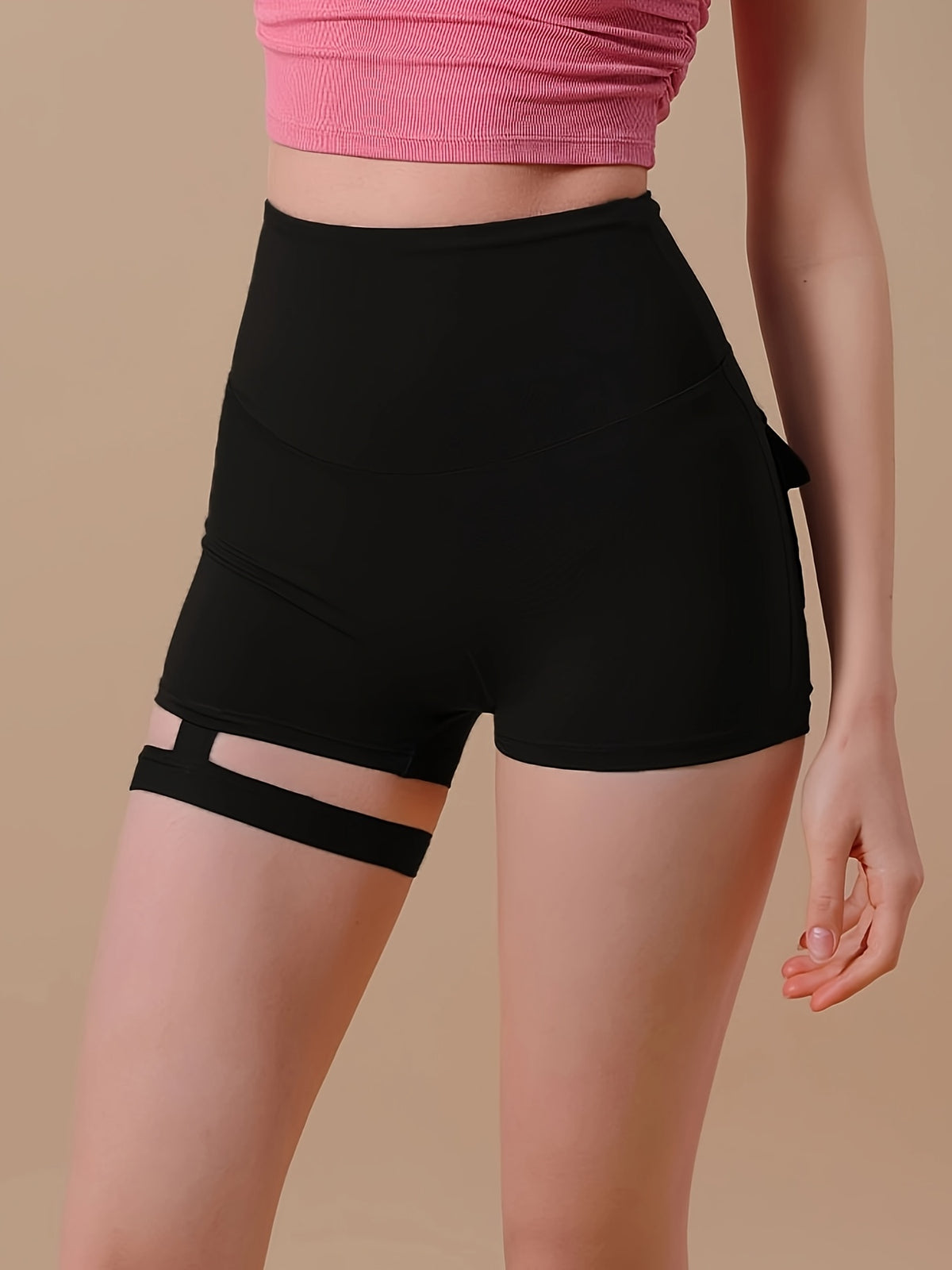 Women's Fashionable Casual Sexy Workwear Shorts, High-Waist and Three-Quarter Pants, Peach Butt S Hot Shorts, Stylish Women's Shorts - Black