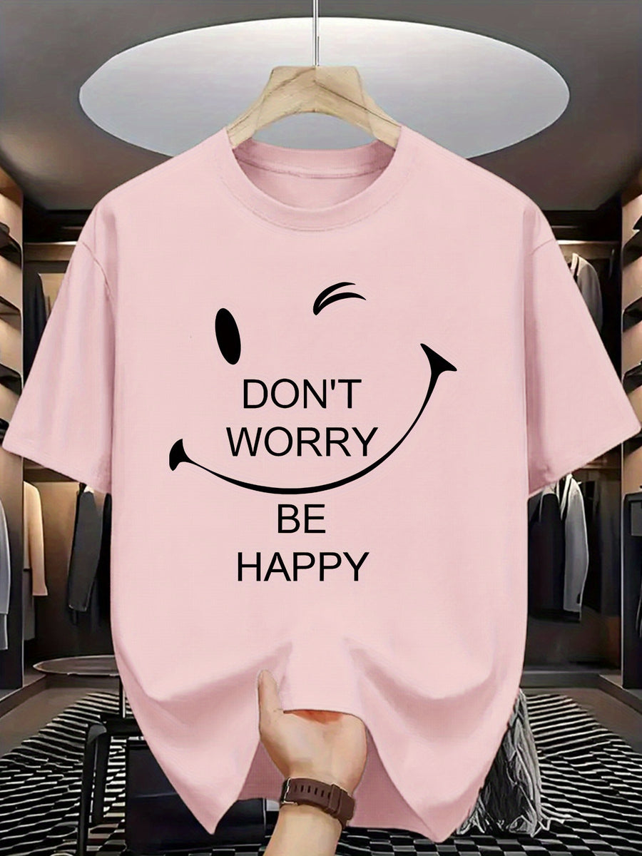 Trendy Printed T Shirts for Men, Regular Standard Fit Comfortable Short Sleeve Casual Tee, Versatile Everyday Fashion Outfit Top - Pink